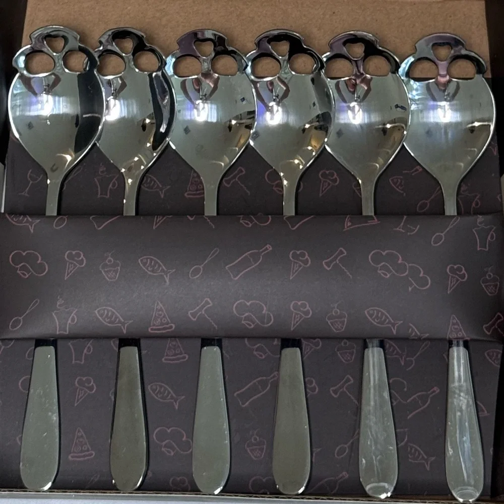 Bon Appetit Silver Stainless Steel Skull Spoons- Set of 6 in box